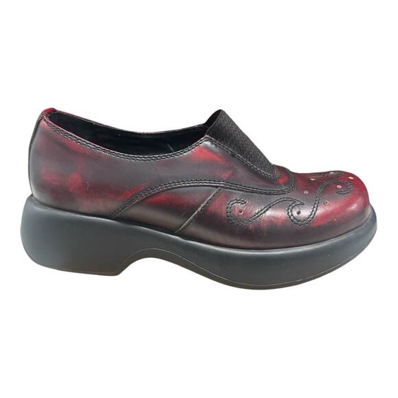 Vintage Women's Dansko EU 37 US 6.5 Golden Gate Retro Y2K Red Leather Clogs - Picture 9 of 13